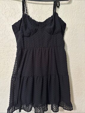Wild Fable Black Swiss Dot Spaghetti Strap Dress M